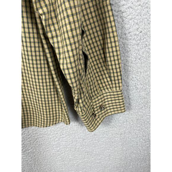 Columbia Mens Size M Long Sleeve Button Up Shirt Tan & Green Plaid - Picture 8 of 9